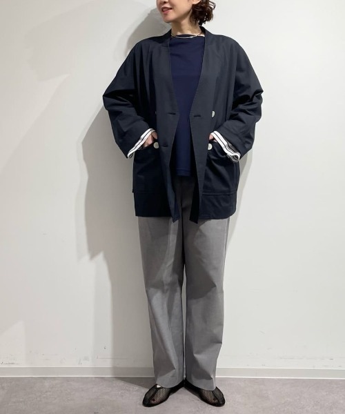 パンツ 「5サイズ展開」ドビーストレッチストレートパンツ レディースの画像