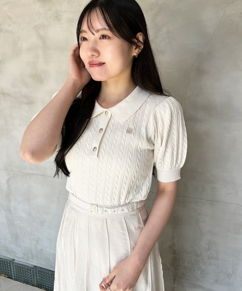 machatt ニット　ベージュ MISCH MASCH ニット セーター WEB限定 2025春夏新作 ケーブル
