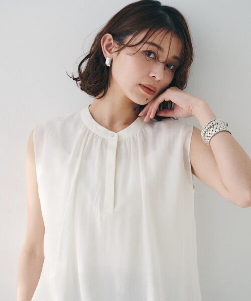 定価3.5万【美品✨】サイ ノーカラーブラウス ブザムシャツ バルーンスリーブ バルーンスリーブノーカラーブラウス☆ボリュームスリーブ 長袖