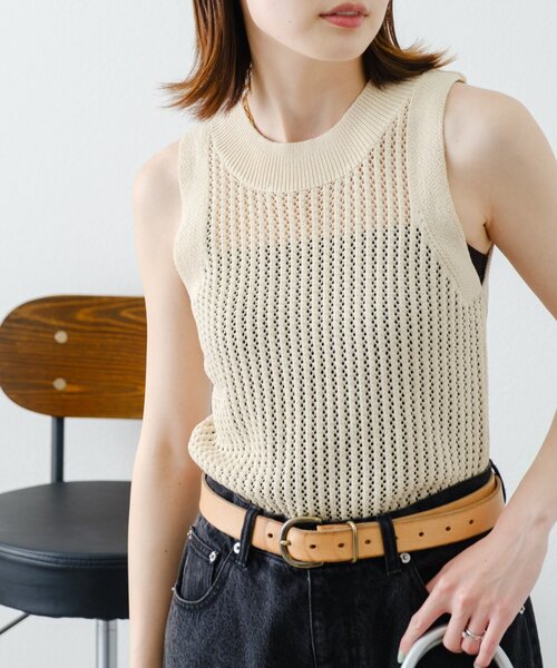 WILLOW tシャツ 「willow」透かし編みタンクニット レディース