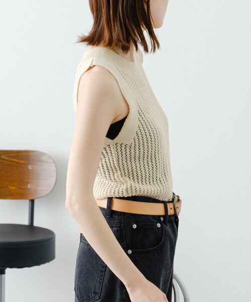 tシャツ 「willow」透かし編みコンパクト半袖ニット レディース WILLOW tシャツ 「willow」透かし編みタンクニット レディース