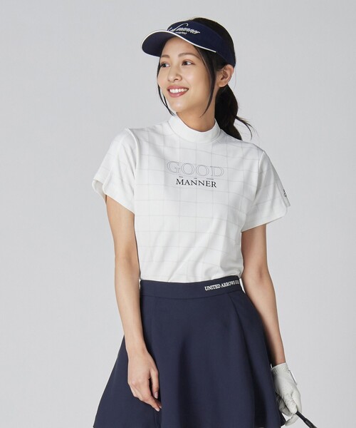 tシャツ ウィメンズ プレイド ジャガード モックネック シャツ レディース
