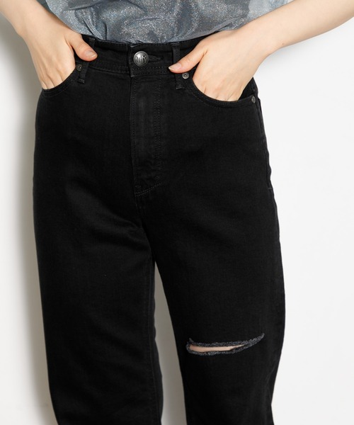 YANUK 「YANUK」 ダメージ加工デニムパンツ 24 ブラック