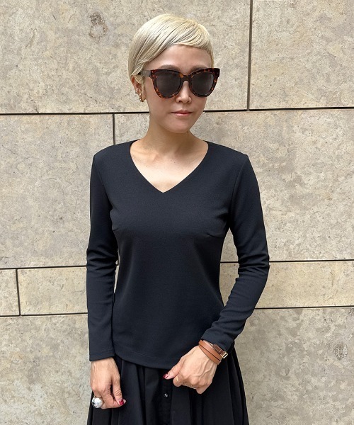 tシャツ 日本製美バストラインVネックカットソー レディース 