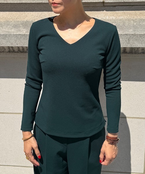 tシャツ 日本製美バストラインVネックカットソー レディース
