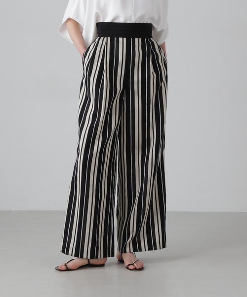 ★ADORE★47500円 トライバルジャカードワイドパンツ ADORE パンツ ボールドストライプジャガードパンツ レディース