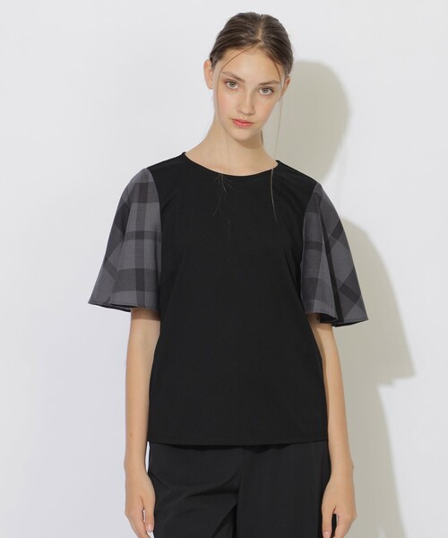 CB CRESTBRIDGE tシャツ ハーフフレアスリーブチェックTシャツ