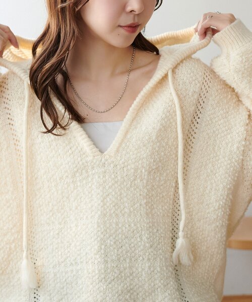 Discoat（ディスコート） ニット セーター ループヤーンフードプル