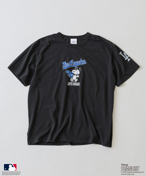 新品MLB×PEANUTSブラックＬサイズ♪ノーコメントお買い上げ大歓迎！買おう Vintage PEANUTS tシャツ PEANUTS 別注 MLB ベースボール プリントT