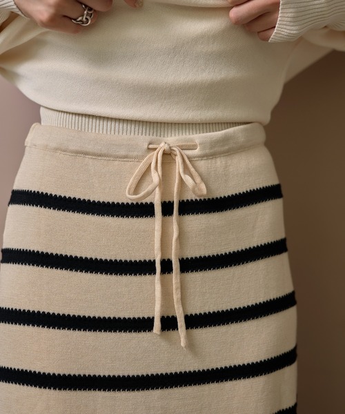 スカート border long knit skirt /配色ボーダーロングニットスカート