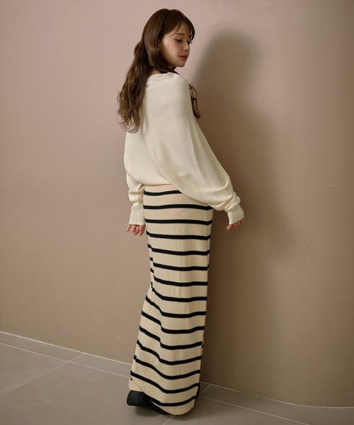 スカート andequal nuance border knit maxi skirt スカート border long knit skirt /配色ボーダーロングニットスカート