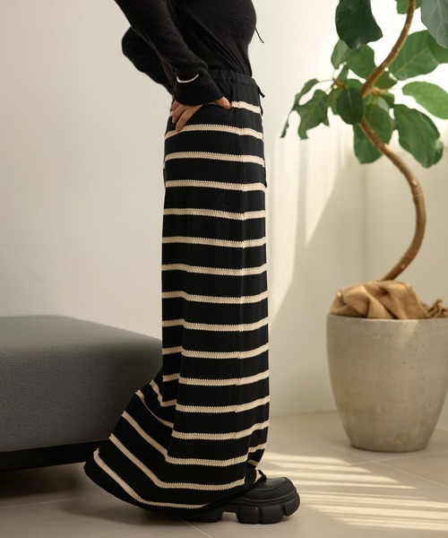 スカート border long knit skirt /配色ボーダーロングニットスカート
