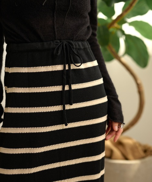 スカート border long knit skirt /配色ボーダーロングニットスカート