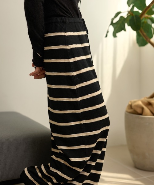 スカート border long knit skirt /配色ボーダーロングニットスカート