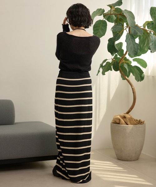 スカート border long knit skirt /配色ボーダーロングニットスカート