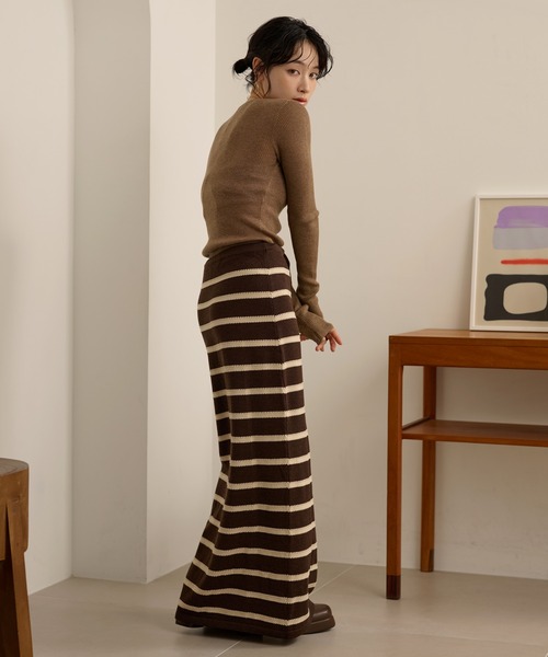 スカート andequal nuance border knit maxi skirt スカート border long knit skirt /配色ボーダーロングニットスカート