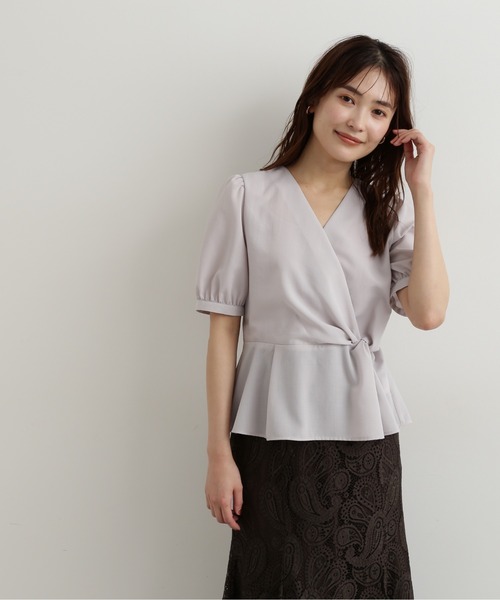 「NATURAL BEAUTY BASIC」 半袖ブラウス MEDIUM ネイビー レディース_画像3