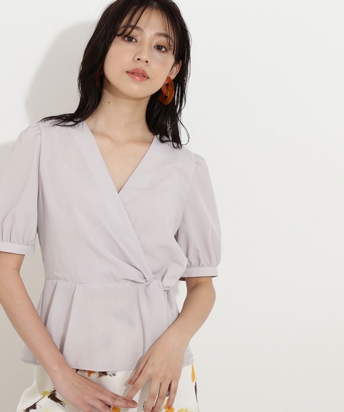 「NATURAL BEAUTY BASIC」 半袖ブラウス MEDIUM ネイビー レディース_画像4