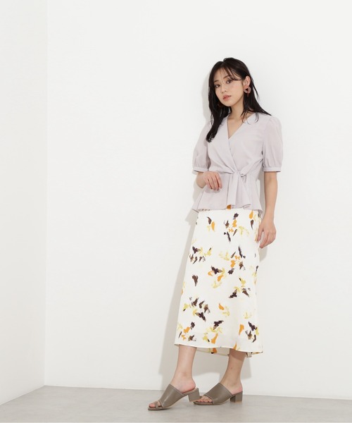 「NATURAL BEAUTY BASIC」 半袖ブラウス MEDIUM ネイビー レディース_画像5