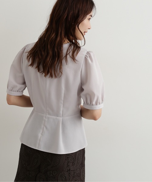 「NATURAL BEAUTY BASIC」 半袖ブラウス MEDIUM ネイビー レディース_画像6