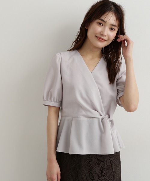「NATURAL BEAUTY BASIC」 半袖ブラウス MEDIUM ネイビー レディース_画像7