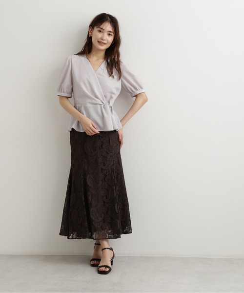 「NATURAL BEAUTY BASIC」 半袖ブラウス MEDIUM ネイビー レディース_画像8