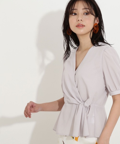 「NATURAL BEAUTY BASIC」 半袖ブラウス MEDIUM ネイビー レディース_画像9