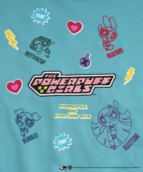 tシャツ パワーパフガールズコラボ ステッカーデコプルオーバー レディース メンズ | DOUBLE NAME | 06