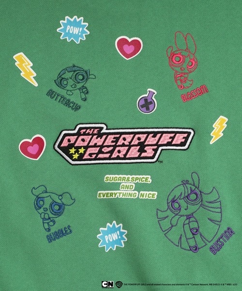 tシャツ パワーパフガールズコラボ ステッカーデコプルオーバー レディース メンズ | DOUBLE NAME | 09