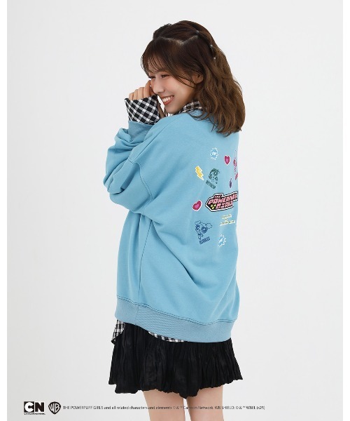 tシャツ パワーパフガールズコラボ ステッカーデコプルオーバー レディース メンズ | DOUBLE NAME | 21