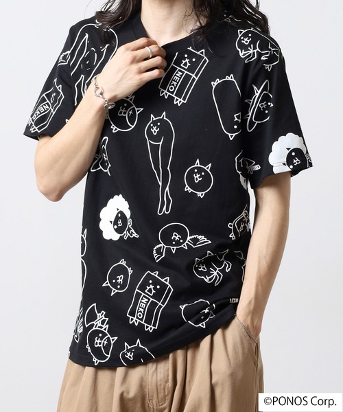 Ace（エース） tシャツ にゃんこ大戦争 半袖 Tシャツ 総柄 メンズ