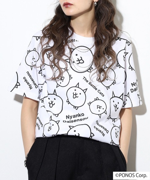 Ace（エース） tシャツ にゃんこ大戦争 半袖 Tシャツ 総柄 メンズ