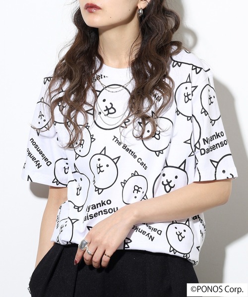 Ace（エース） tシャツ にゃんこ大戦争 半袖 Tシャツ 総柄 メンズ