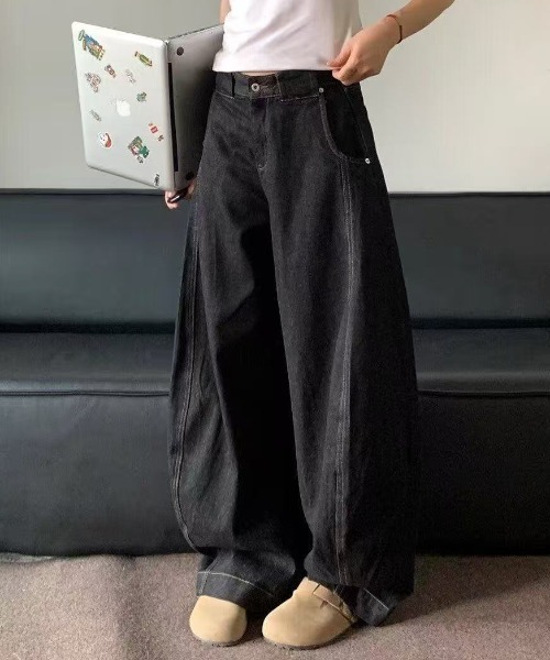 FreeZone ジーンズ 極太ワイドデニムパンツ メンズ レディース