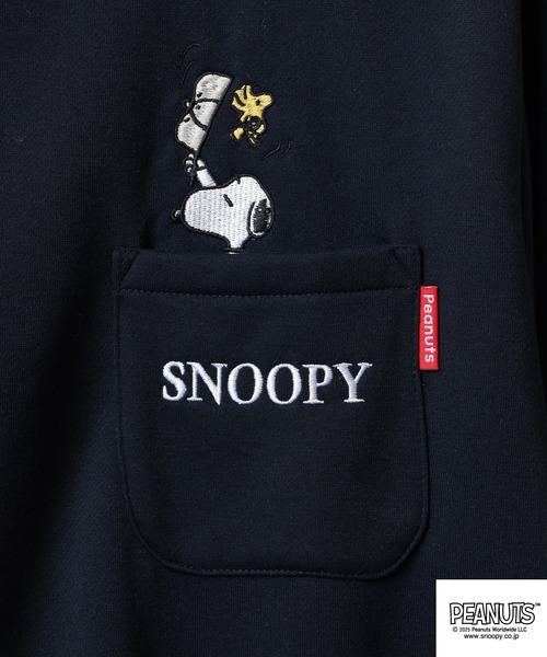 PEANUTS トレーナー スウェット 刺繍 ポケット付裏起毛トレーナー