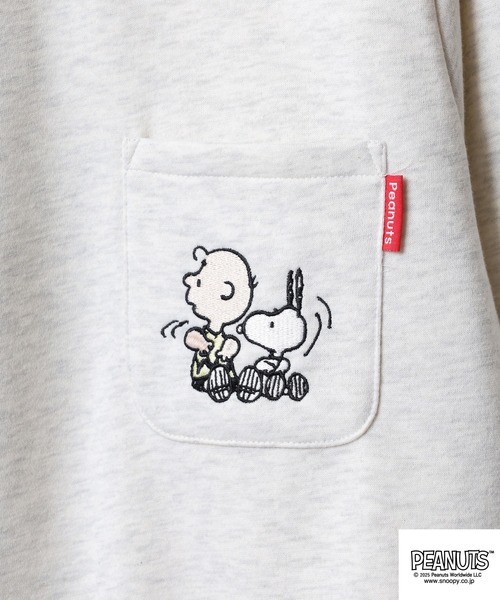 PEANUTS トレーナー スウェット 刺繍 ポケット付裏起毛トレーナー