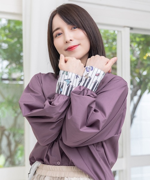 iS ScoLar（イズスカラー） ブラウス シャツ 553233：鍵盤柄切替シャツ