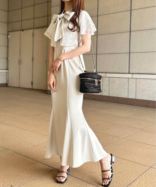 「apres jour」 半袖ワンピース フリー アイボリー レディース_画像7