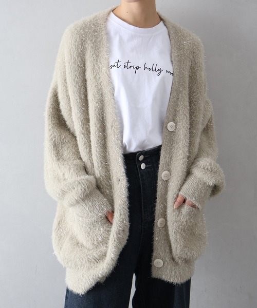 SpRay（スプレイ） カーディガン ラメシャギーロングVカーディガン