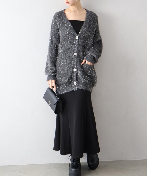 SpRay（スプレイ） カーディガン ラメシャギーロングVカーディガン
