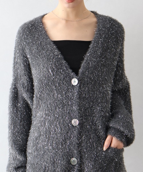 SpRay（スプレイ） カーディガン ラメシャギーロングVカーディガン