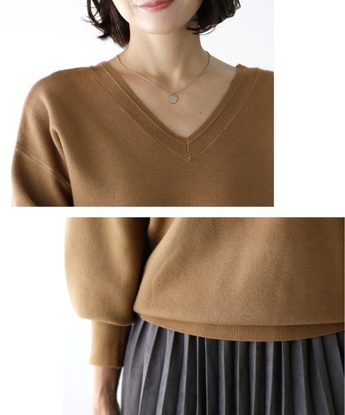 「Ehre style」 長袖ニット FREE キャメル レディース_画像5