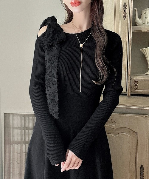 「Meiru」 ニットワンピース - アイボリー レディース_画像8