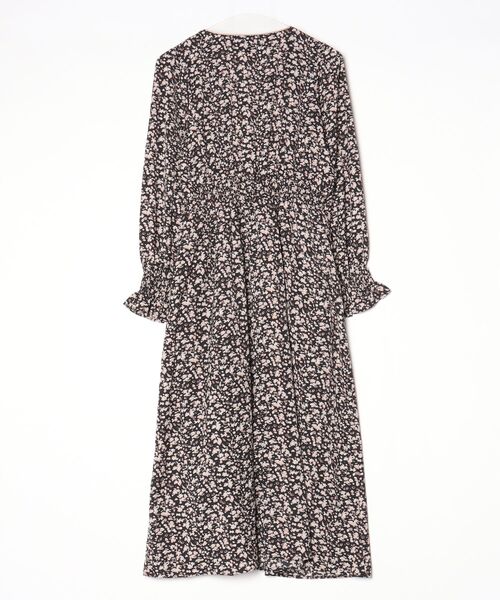 「w closet」 花柄長袖ワンピース M ブラック レディース_画像2