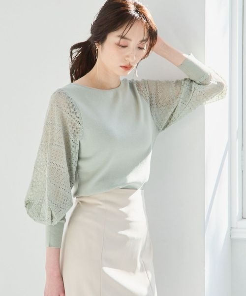 「Andemiu」 長袖ニット FREE ミント レディース_画像2