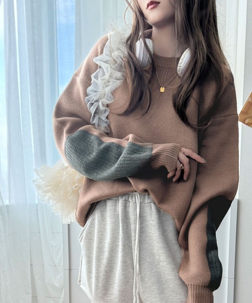 「Java」 長袖ニット X-LARGE グレー レディース_画像3