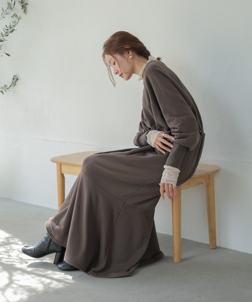 「Bab」 長袖ワンピース S モカ レディース_画像2