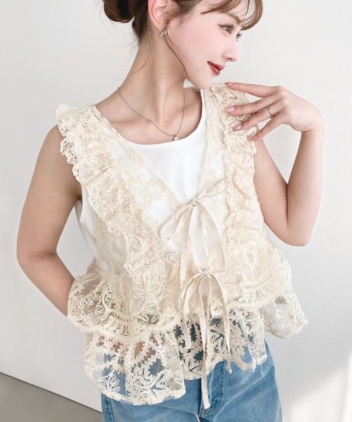 【25SS】Villd チュール 刺繍 ジレ ベスト b14005ps-01.jpg