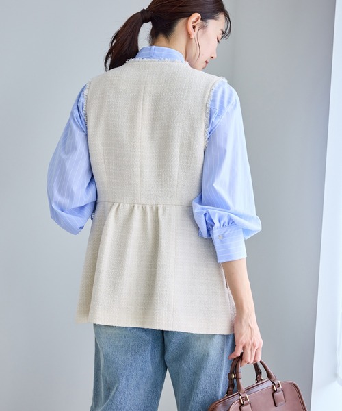 新品⭐︎ロペピクニック　ツイード金ボタンジレベスト　セレモニー　ネイビー ROPE' PICNIC（ロペ ピクニック） ベスト ジレ セレモニー・通勤対応