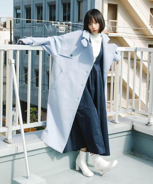 KBF（ケービーエフ） ステンカラーコート 36 ネイビー レディース